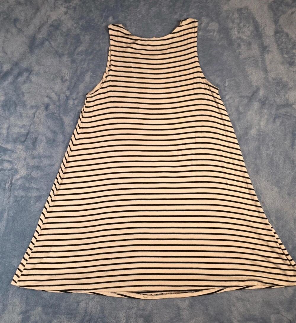 GB Women’s Medium Black White Striped Sleeveless Swing Dress Casual